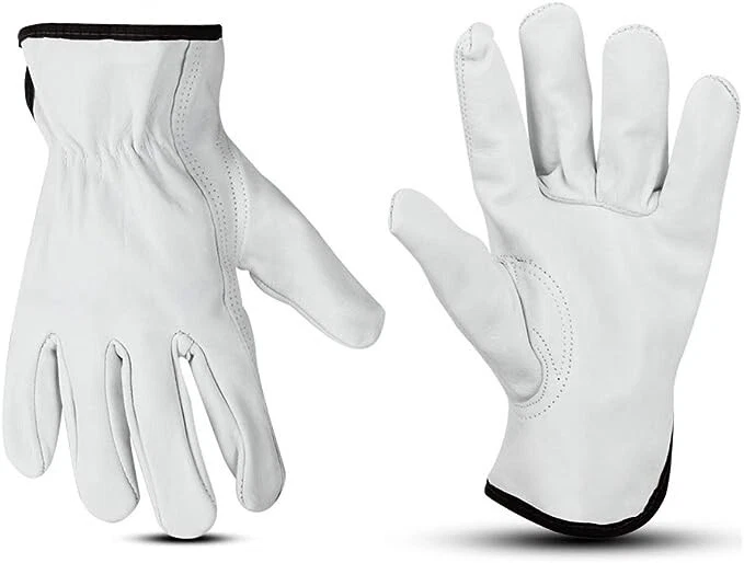 LEATHER LINE 12 Pairs ,Goatskin Leather Gloves Work Safety, Drivers ,Durable Gloves (PPE)
