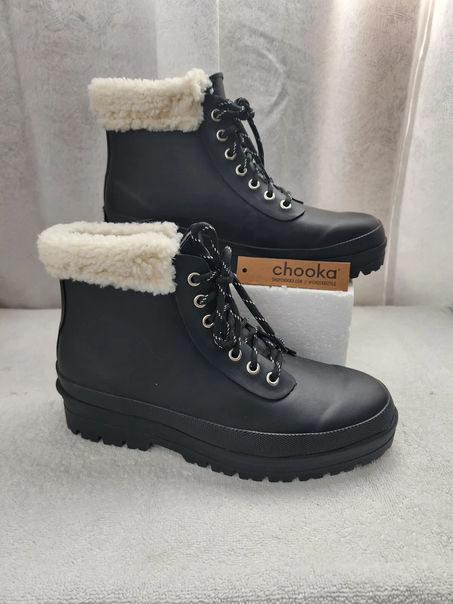 Chooka Redmond Hiker Boots Faux Shearling Lace Up Bootie