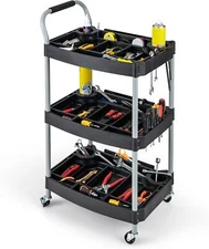 Goplus 3-Tier Rolling Tool Cart, (23.5 in. x 18 in. x 42 in.)