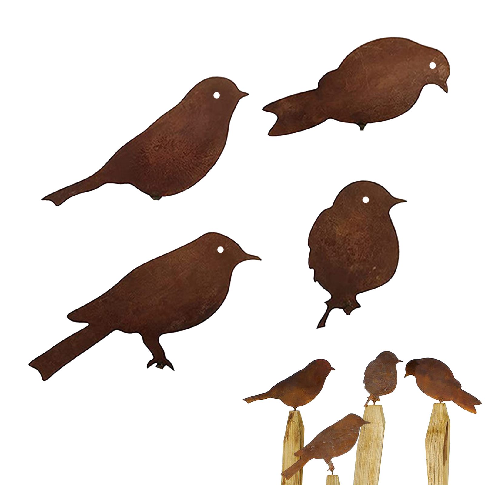 Lifelike Cute Iron Bird Shape Garden Ornaments With Screws Statues eBay