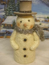 Primitive Snowman Figurine Tinsel Scarf 8" Ragon House New with tag. 1745