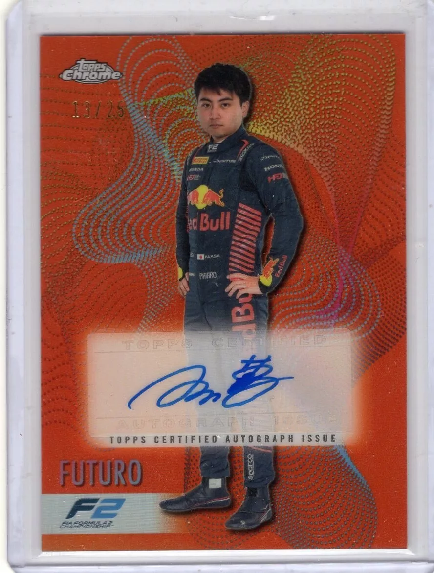 AYUMU IWASA 2023 TOPPS CHROME F1 FUTURO F2 ORANGE REFRACTOR AUTO 13/25