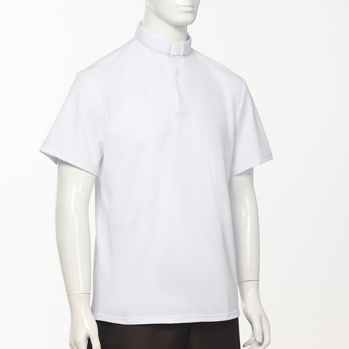 T-Shirt Herren Klerus Poloshirt Priester Vikar Pastor Tops mit Kleriker Tab Kragen - Bild 29 von 38