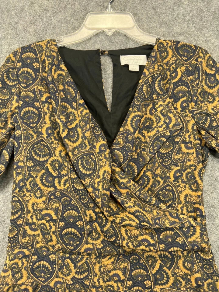 Jessica Simpson Dress Womens 4 Brown Paisley Drop Waist A Line Short Sleeve - Image 3 of 4