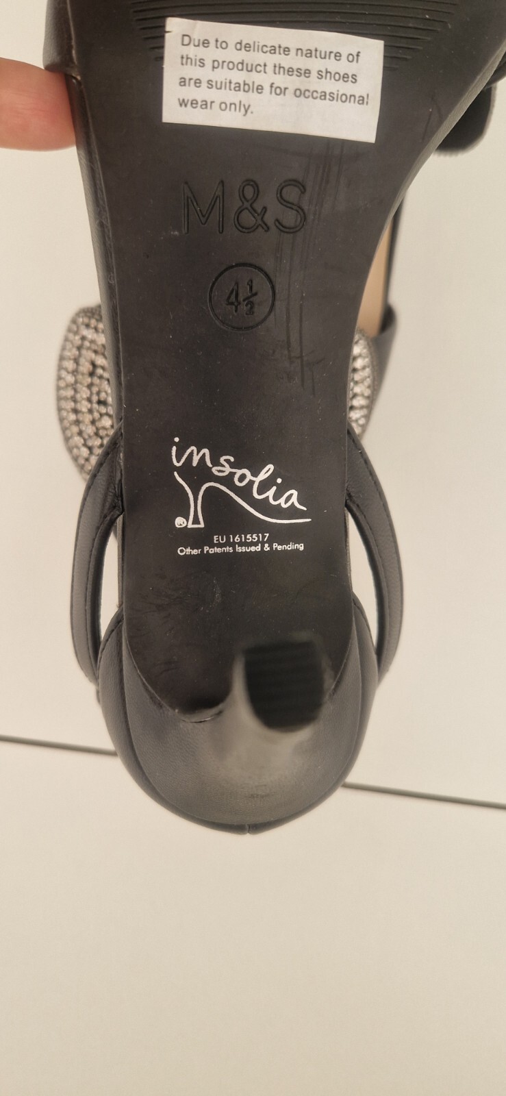 NEW M&S Ladies high heel shoes size 4.5 black with diamanté bow eBay