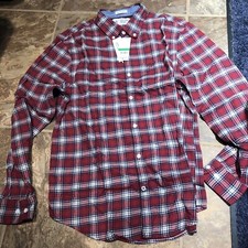 Mens Original Penguin Pomegranate Flannel Dress Shirt Heritage Slim Fit Large