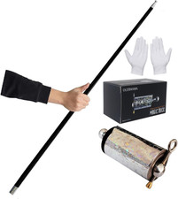 Black Magic Cane Metal Appearing Cane with Video Tutorial and Free Gloves, Pocke