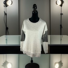 Athleta Gray Crew Neck Sweatshirt Silver Accent Sleeves Women  s Size S