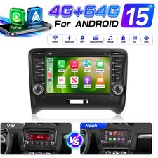 F&uuml;r Audi TT MK2 8J 2006-2012 Autoradio GPS Navi Carplay FM WIFI Android15 4+64GB