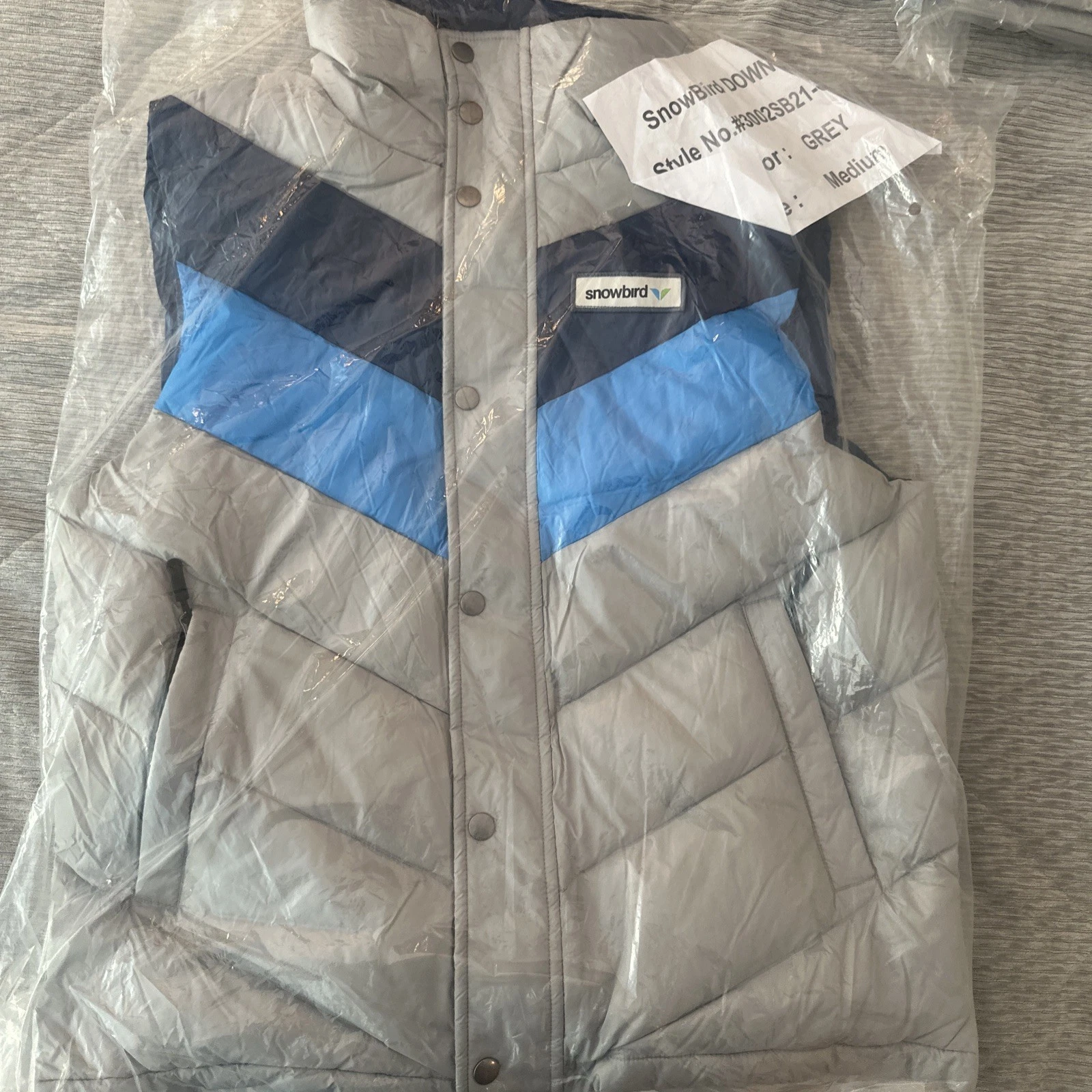 Snowbird Vintage Blue, Gray Vest Medium Men Women 50Th Anniversary Puffer