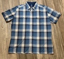 Kuhl Shirt Mens L Blue Response Eluxur Short Sleeve Button Hiking Outdoor