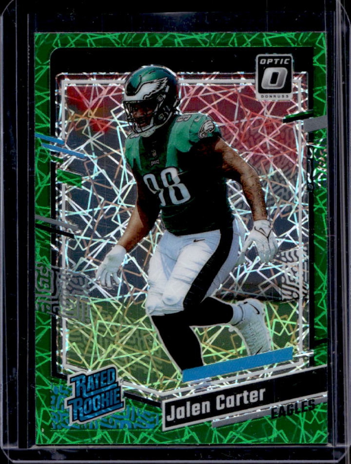 2023 Donruss Optic Jalen Carter Green Velocity Prizm Rated Rookie #281 Eagles