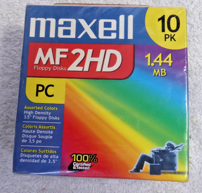 10-Pack Maxell MF2-HD 3.5'' Floppy Diskette 1.44MB Disks SEALED New Old Stock