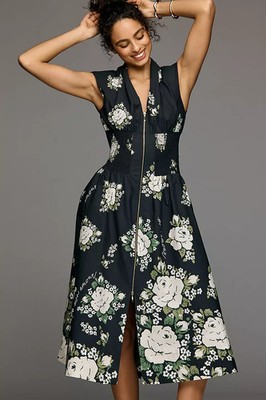 knee length dresses for ladies Anthropologie Ro's Garden Daphne Short-Sleeve Midi Dress Size: S – Keevado  Store