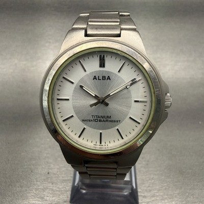 Seiko Alba Titanium Watch Men 35mm Silver Dial Silver Tone V501-0DN0 New Battery
