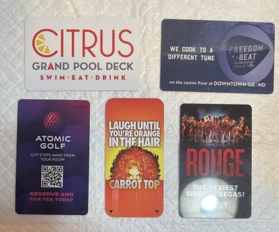 5 Key Cards From Las Vegas Casino Hotel ,2 from Strat,2 Downtown gr,1 Luxor.