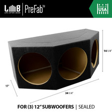 Sealed Angled-Front MDF Subwoofer Enclosure Box for 3 12" Car Sub Subwoofers