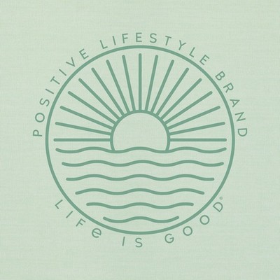 NWT Women's Life is Good Positive Lifestyle Sun & Waves Green Sun Crusher Tank