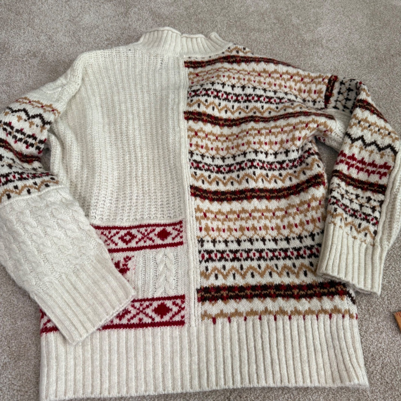 American Eagle Patchwork Fair Isle Snowflake Mock… - image 8