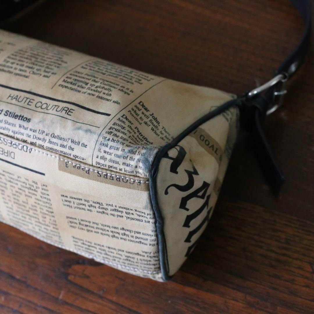 JOHN GALLIANO News Paper One Shoulder Bag Hand Bag Canvas