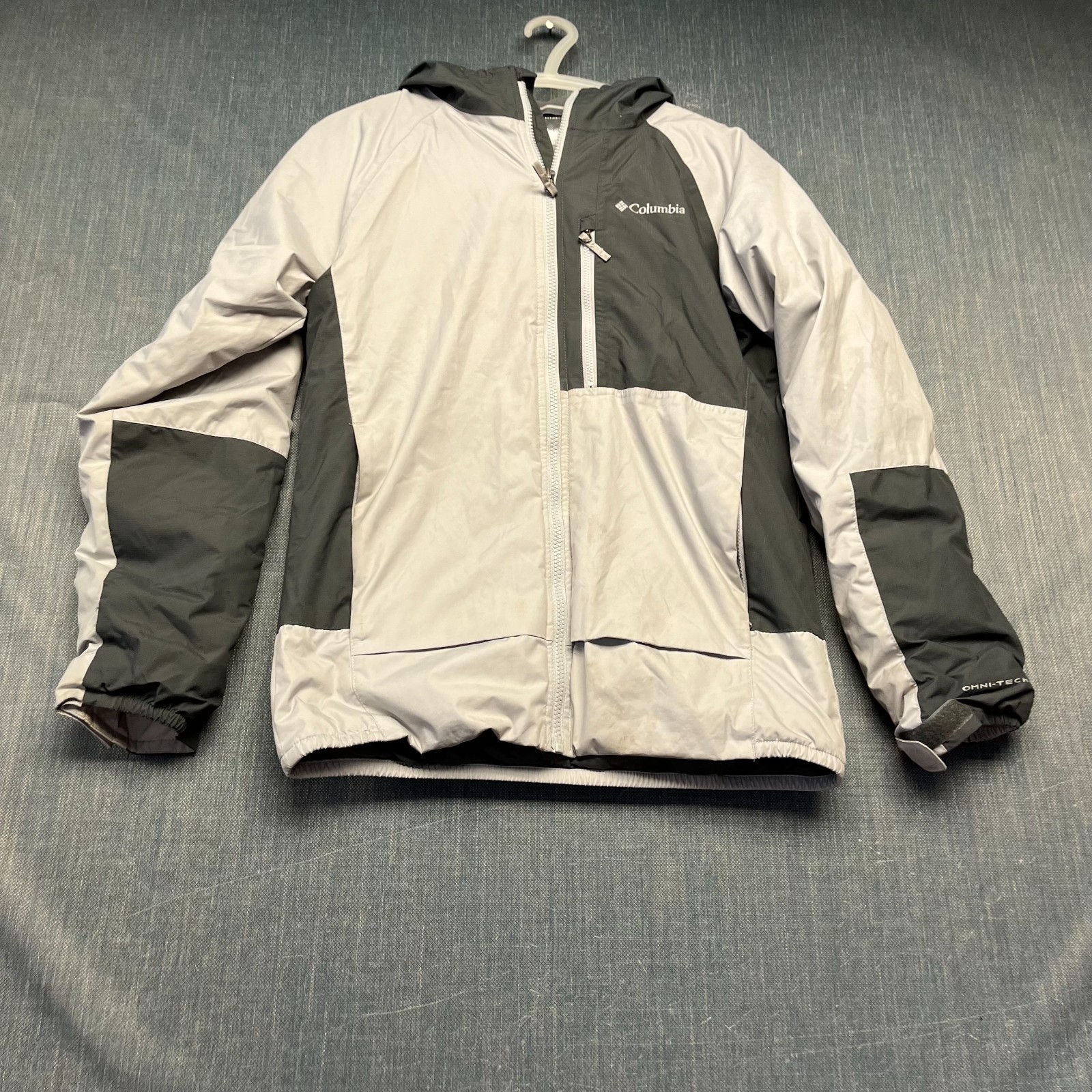 Columbia Youth Boys Jacket Size L14/16 Grey White Omni-Tech 