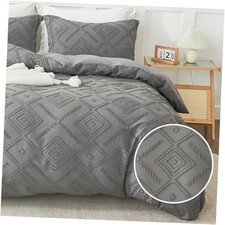 Duvet Cover Size, Boho Tufted Comforter Cover, 3 Pieces Queen Dark Grey