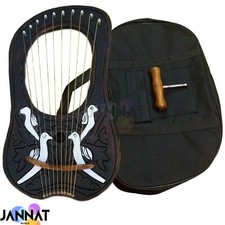 10 String Lyre Harp Black Finish with White Duck Design Beginner Musical Instr