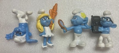 2011 3'' Peyo Jakks ''Brainy, Hefty, Vanity, Smurfette Smurf'' Figures Lot Of 4