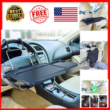 Car Desk 2-in-1 Steering Wheel Tray Back Seat Headrest Foldable Adjustable Black