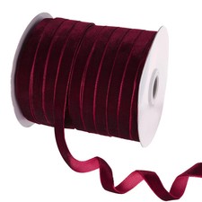 50 Yards Burgundy Velvet Ribbon 3/8 Inch for Gift Wrapping Wedding Flower Bouque
