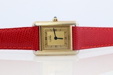 Vintage Must de Cartier Tank Gold Dial Watch. Vermeil ARGENT Small Tank
