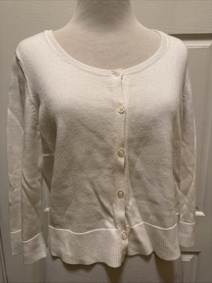 Lilly Pulitzer White Button Cotton Crop 3/4 Sleeve Front Cardigan Sz  XL
