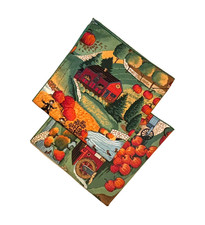 2 Country Fall Harvest Cloth Napkins Pumpkins 17" Colorful Autumn Thanksgiving
