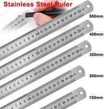 Image of Double Sided Metal Ruler Stainless Steel- 30cm-20cm-15cm 12" 8" 6" Inches Choose