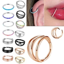 Surgical Steel Septum Clicker Piercing 16G/20G Nose Ring Earrings Cartilage Hoop