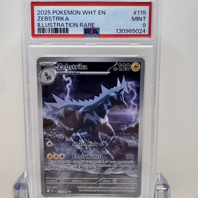 2025 POKEMON WHT EN-WHITE FLARE ILLUSTRATION RARE #115 ZEBSTRIKA - PSA 9 MINT