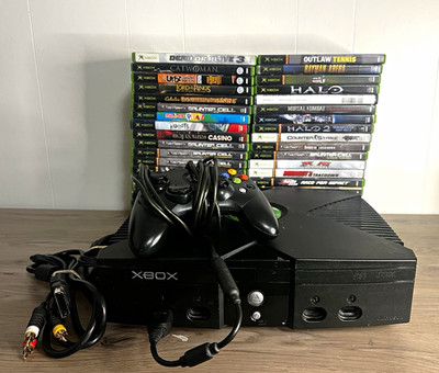 Microsoft Original Xbox Console Bundle w/ Controller AV Cables Games NTSC