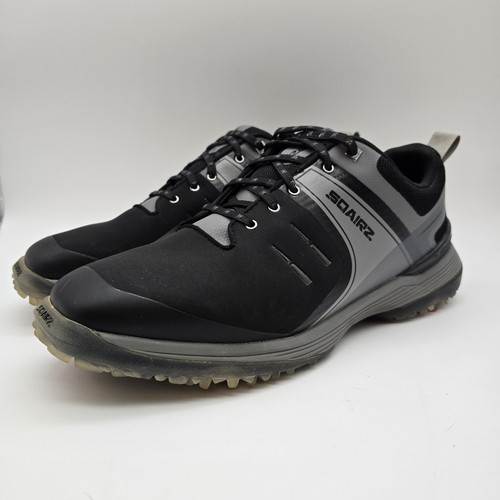 Sqairz Speed Waterproof Golf Shoes Black Gray Leather Soft Spike (Mens 11) - Picture 5 of 11