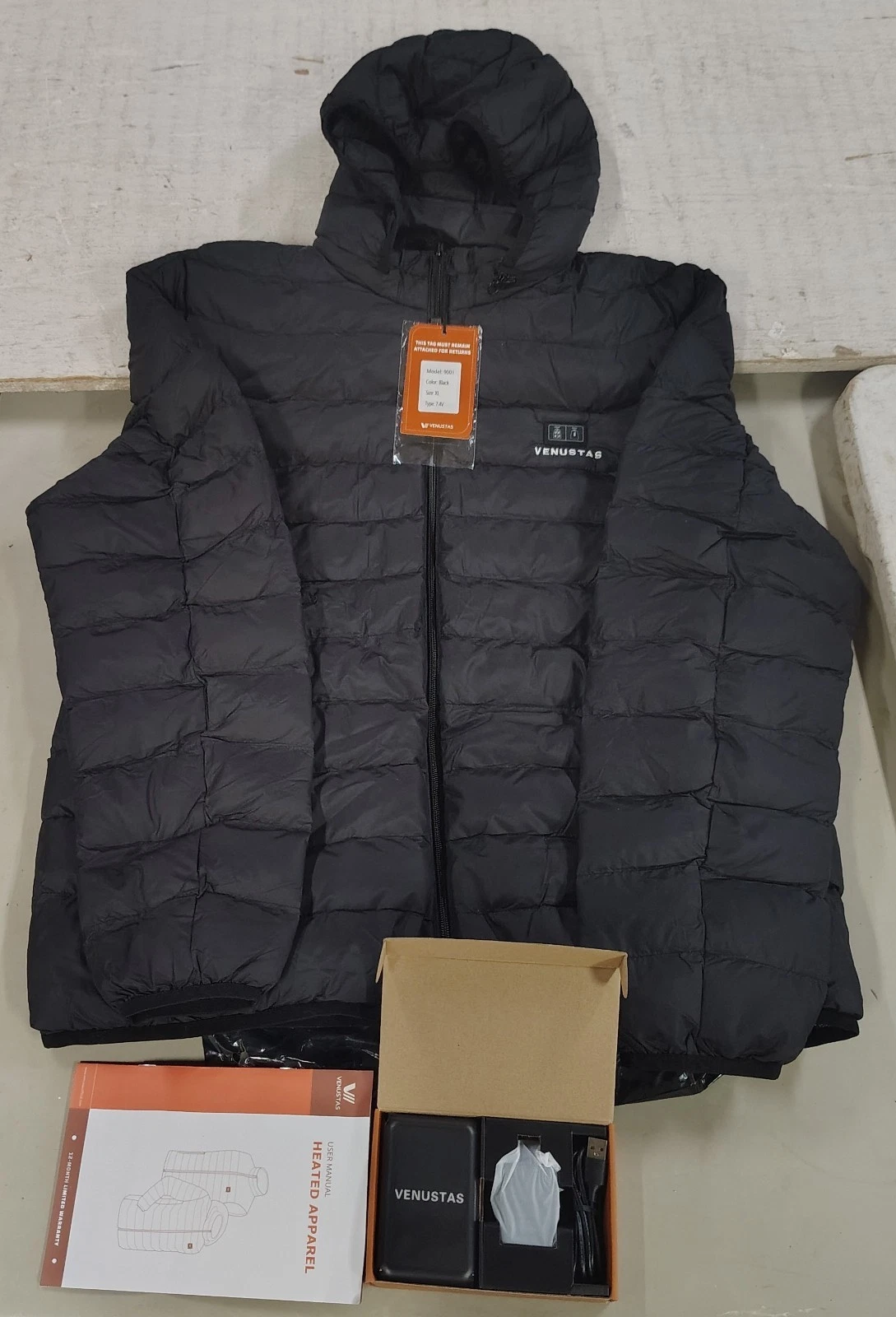 Venustas Heated Jacket With Battery, Black, XL, Heated Coat with Hood
Opens in a new window or tab