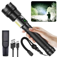High Power Rechargeable LED Flashlights,Extremely Bright USB Flashlight,9000 ...