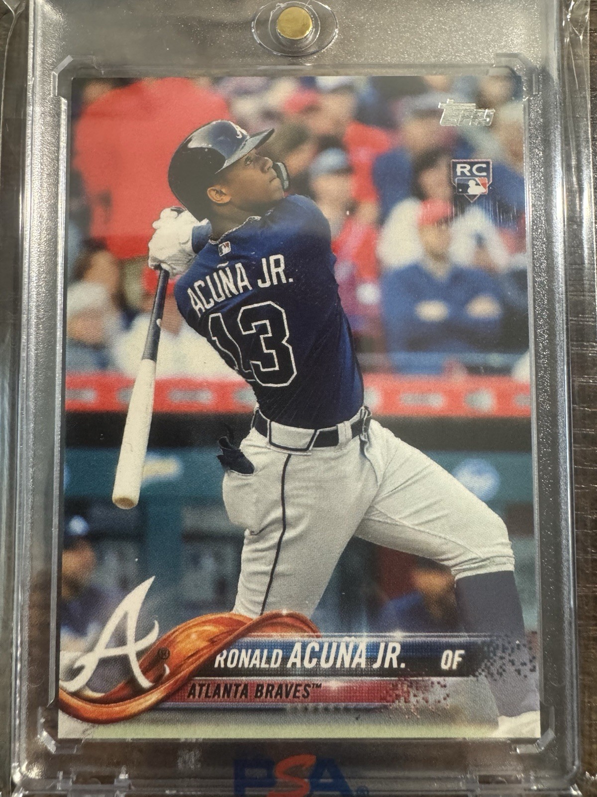 2018 Topps Photo Variations #698 Ronald Acuna Jr. Bat down Series 2 Rookie RC