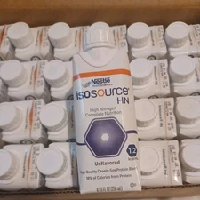 NEW CASE OF 24 NESTLE ISOSOURCE HN 1.2 CAL UNFLAVORED FORMULA 250 ML EXP 07/2026