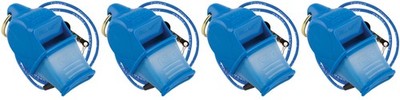 Fox 40 Sonik Blast CMG 3-Chamber Pealess Whistle + Lanyard, Blue (4-Pack)