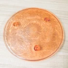 1930s Pink Depression Glass Cake Plate – US Glass -Shaggy Rose Pattern-Footed