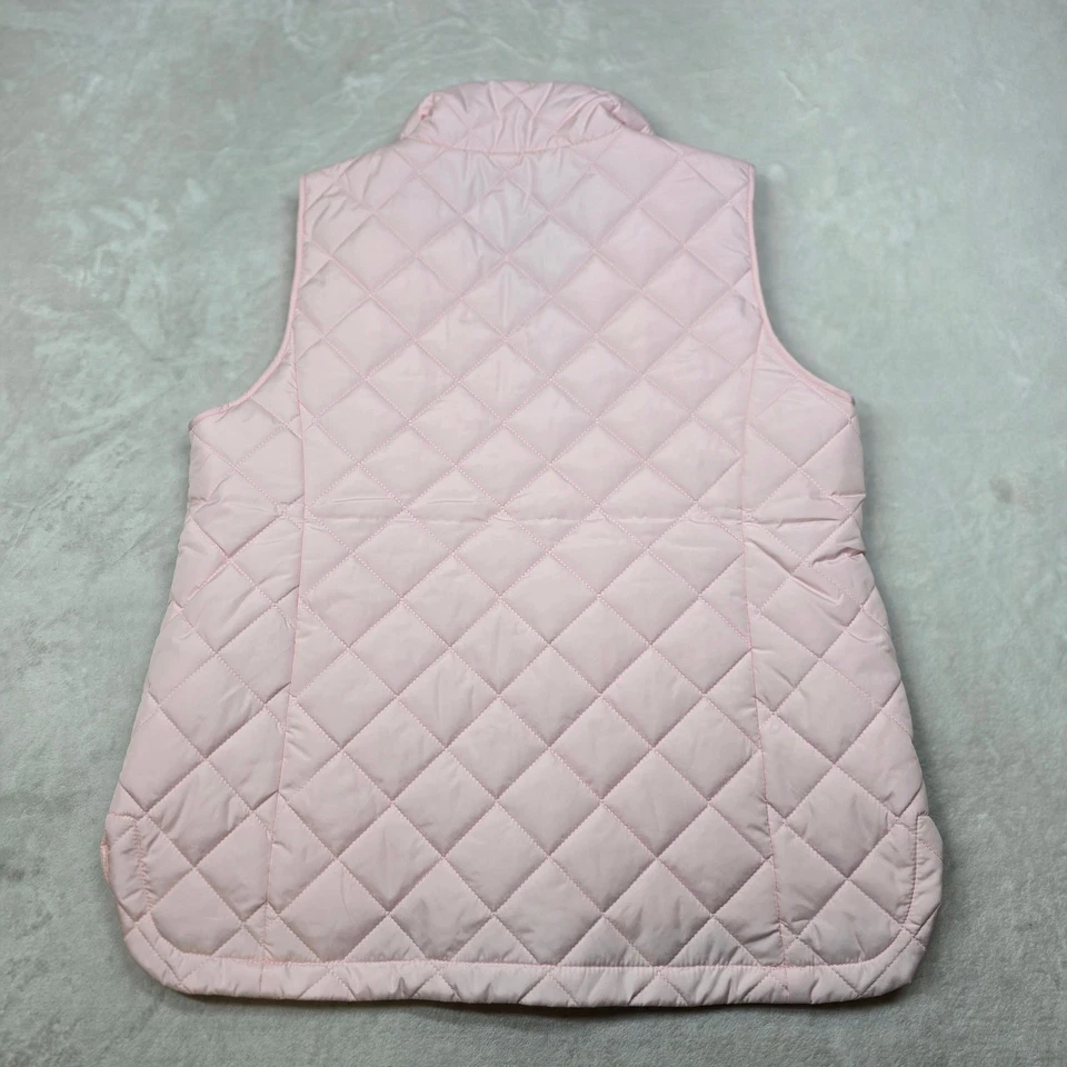 Lands End Quilted Puffer Vest  Womens MP Medium Petite Pink Sleeveless Zip NEW - Image 3 of 4