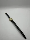 Vintage Ladies Timex Gold Tone Watch w/ Black Band (Needs New Battery)