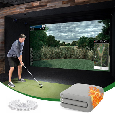 Gray Fireproof Golf Simulator Impact Screen, 3D Air Mesh Impact Screen for Golfs