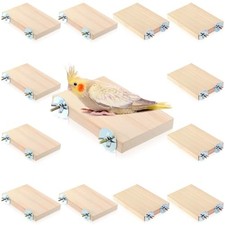 12 Pcs Wood Bird Platform Rectangle Wood Perch Stand Board Habitat Cage