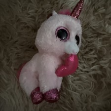 Ty Beanie Boos 6" Pink Unicorn Darling Birthday Valentine's Shimmery Heart