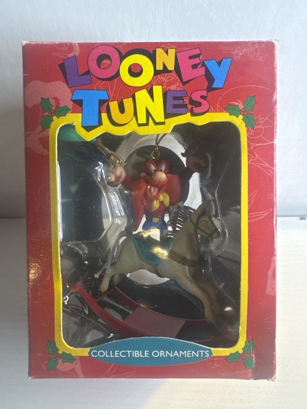 Looney Tunes Yosemite Sam Ornament Rocking Horse Christmas Warner Bros Vintage 